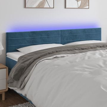 Vidaxl vidaXL Vzglavje za posteljo temno modro 200x5x78/88 cm žametno