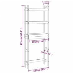 Vidaxl Stojalo za kopalnico sivo 63x26x171 cm trdna borovina