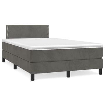 Vidaxl Box spring postelja z vzmetnico temno siva 120x200 cm žamet