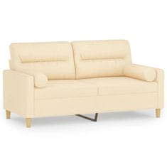 Vidaxl Dvosed z vzglavniki in blazinami krem 140 cm blago