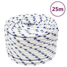Vidaxl Vrv za čoln bela 14 mm 25 m polipropilen