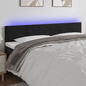 Vidaxl vidaXL Vzglavje postelje z LED diodo črno 180x5x78/88 cm žamet