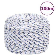 Vidaxl Vrv za čoln bela 10 mm 100 m polipropilen