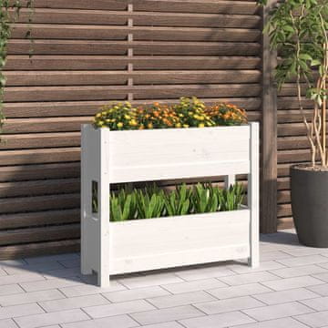 Vidaxl vidaXL Cvetlični lonec, bel, 77x25x66 cm, masiven borov les