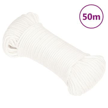 Vidaxl vidaXL Jadralna vrv, enobarvna bela, 4 mm, 50 m, polipropilen