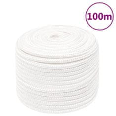 shumee vidaXL Vrv za čoln popolnoma bela 14 mm 100 m polipropilen