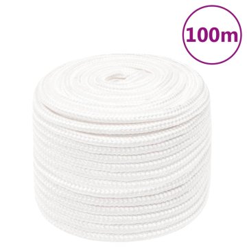 shumee vidaXL Vrv za čoln popolnoma bela 14 mm 100 m polipropilen