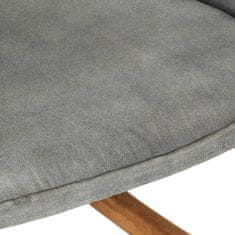 Greatstore Gugalni stol z naslonom za noge sivo starinsko platno