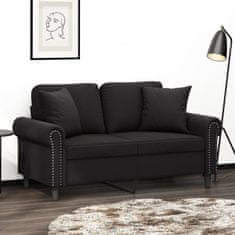Vidaxl Kavč dvosed z okrasnimi blazinami črn 120 cm žamet
