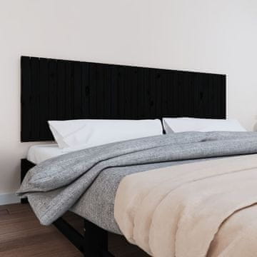Vidaxl vidaXL Vzglavje postelje črno 204x3x60 cm masivni borov les