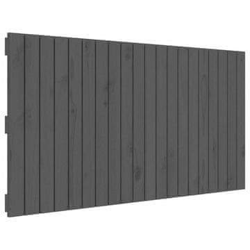 Vidaxl Stensko posteljno vzglavje sivo 127,5x3x60 cm trdna borovina