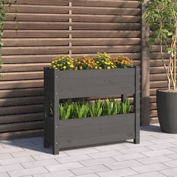 Vidaxl vidaXL Cvetlični lonec, siv, 77x25x66 cm, masiven borov les