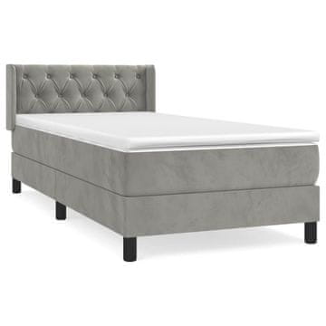 Vidaxl Box spring postelja z vzmetnico svetlo siva 80x200 cm žamet