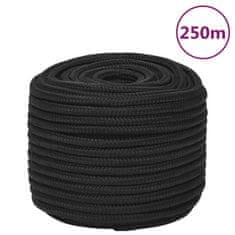 Vidaxl Vrv za čoln popolnoma črna 14 mm 250 m polipropilen