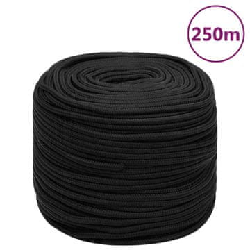 Vidaxl vidaXL Jadralna vrv, enobarvna črna, 10 mm, 250 m, polipropilen
