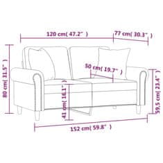 Vidaxl Kavč dvosed z okrasnimi blazinami vinsko rdeč 120 cm um. usnje