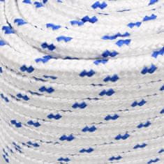 Vidaxl Vrv za čoln bela 16 mm 25 m polipropilen