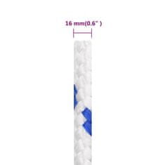 Vidaxl Vrv za čoln bela 16 mm 25 m polipropilen