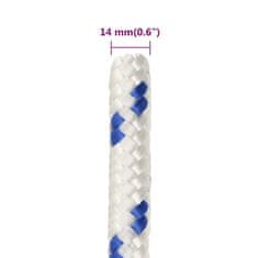Vidaxl Vrv za čoln bela 14 mm 100 m polipropilen