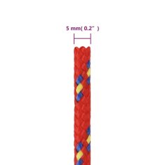 Vidaxl vidaXL Jadralna vrv, rdeča, 5 mm, 50 m, polipropilen