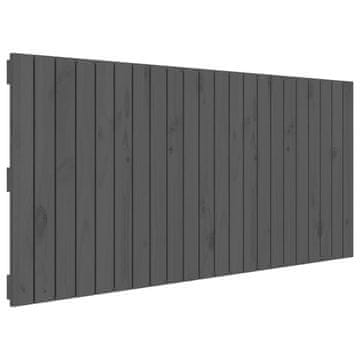 Vidaxl Stensko posteljno vzglavje sivo 140x3x60 cm trdna borovina
