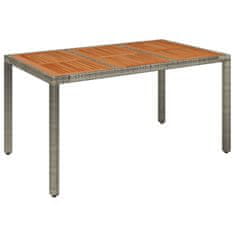 Vidaxl Vrtna miza z leseno mizno ploščo siva 150x90x75 cm poli ratan