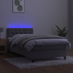 Vidaxl Box spring postelja z vzmetnico LED svetlo siva 80x200 cm žamet