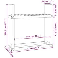 Vidaxl Stojalo za drva črno 110x35x108,5 cm trdna borovina