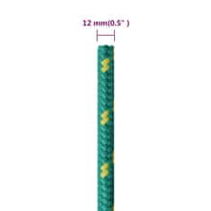 Vidaxl Vrv za čoln zelena 12 mm 100 m polipropilen