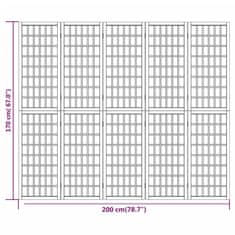 Vidaxl Zložljiv 5-delni paravan japonski stil 200x170 cm črne barve