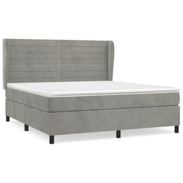 Vidaxl Box spring postelja z vzmetnico svetlo siva 180x200 cm žamet
