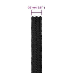 Vidaxl Vrv za čoln popolnoma črna 20 mm 25 m polipropilen