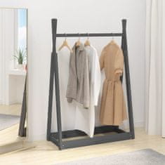 Vidaxl Stojalo za oblačila sivo 100x45x150 cm trdna borovina