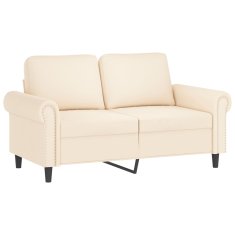 Vidaxl Dvosed z vzglavniki in blazinami krem 120 cm žamet