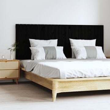 Vidaxl vidaXL Vzglavje postelje črno 166x3x60 cm masivni borov les