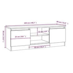 Vidaxl TV omarica z vrati betonsko siva 102x30x36 cm