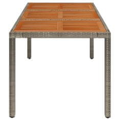 Vidaxl Vrtna miza z leseno mizno ploščo siva 150x90x75 cm poli ratan