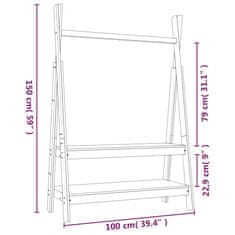 Vidaxl Stojalo za oblačila medeno rjavo 100x45,5x150 cm trdna borovina