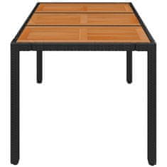 Vidaxl Vrtna miza z leseno mizno ploščo črna 150x90x75 cm poli ratan