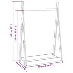 Vidaxl Stojalo za oblačila medeno rjavo 100x45x150 cm trdna borovina