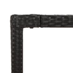 Vidaxl Vrtna miza s stekleno ploščo črna 90x90x75 cm poli ratan