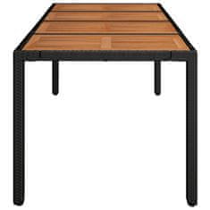 Greatstore Vrtna miza z leseno mizno ploščo črna 190x90x75 cm poli ratan