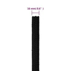 Vidaxl Delovna vrv črna 16 mm 25 m poliester