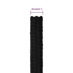 Vidaxl Delovna vrv črna 25 mm 50 m poliester
