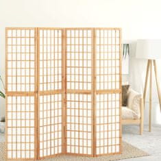 Greatstore Zložljiv 4-delni paravan japonski stil 160x170 cm bele barve