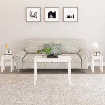 Vidaxl vidaXL 3-delni paket mizic z utori, bele barve, masivni borov les