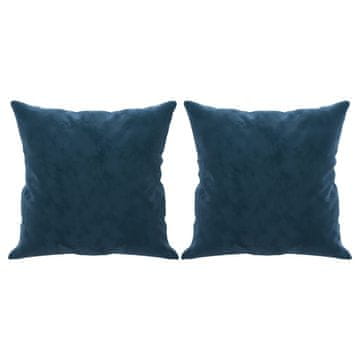 Vidaxl Okrasna blazina 2 kosa modra 40x40 cm žamet