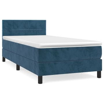 Vidaxl Box spring postelja z vzmetnico temno modra 80x200 cm žamet