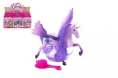 Teddies Enorog/konj s krili česanje z glavnikom plastika 12cm 3 barve