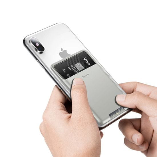 BASEUS Samolepilni ovitek za telefon za dokumente o kreditnih karticah sive barve